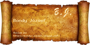 Bondy József névjegykártya