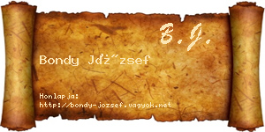 Bondy József névjegykártya